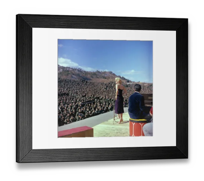 Framed Print : Marilyn Monroe on Stage in Front of Crowd of Troops Framed Print : Marilyn Monroe on Stage in Front of Crowd of Troops