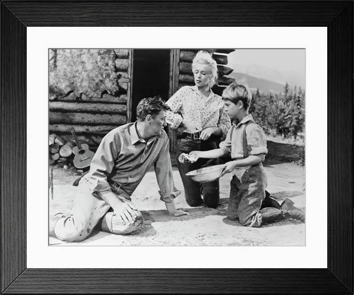 Framed Print : Marilyn Monroe, Robert Mitchum, and Tommy Retting in River of No Return Framed Print : Marilyn Monroe, Robert Mitchum, and Tommy Retting in River of No Return