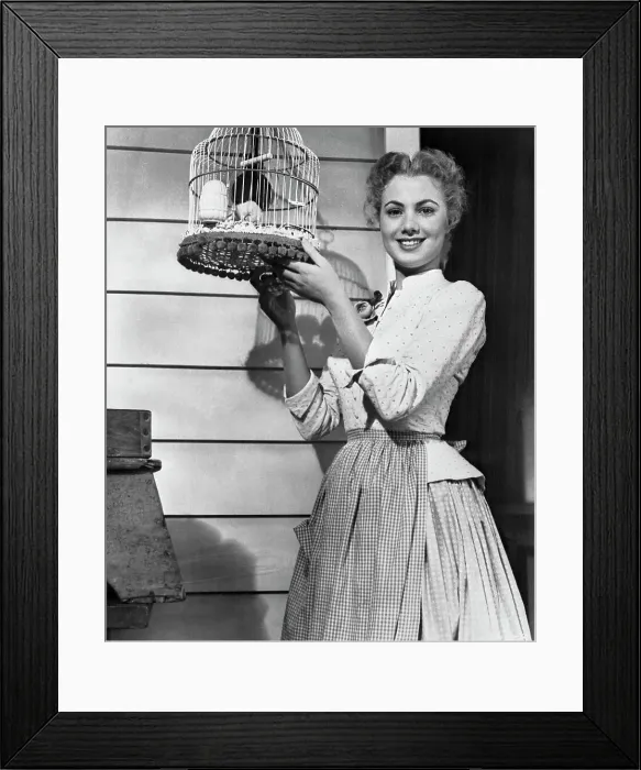 Framed Print : Shirley Jones Holding a Birdcage Framed Print : Shirley Jones Holding a Birdcage
