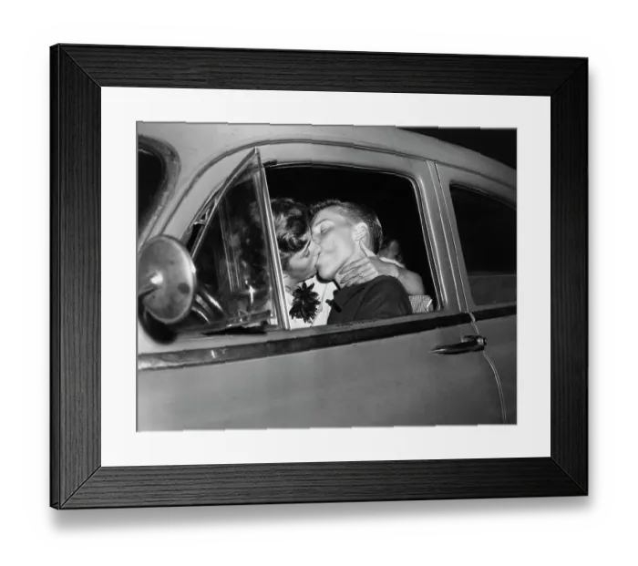 Framed Print : Teenagers Necking in a Car Framed Print : Teenagers Necking in a Car