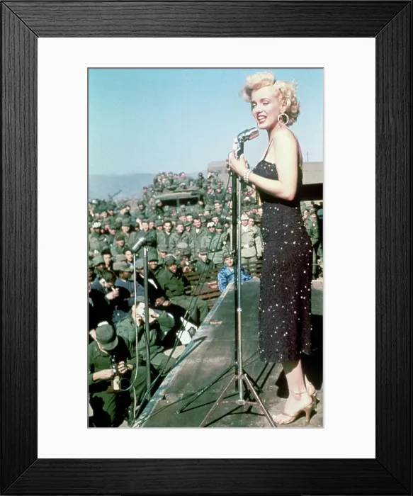 Framed Print : Marilyn Monroe Singing for Troops in Korea Framed Print : Marilyn Monroe Singing for Troops in Korea