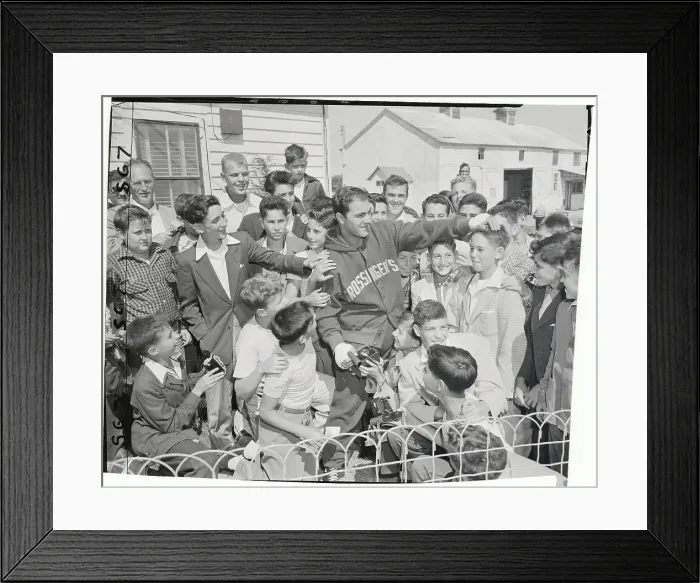 Framed Print : Rocky Marciano Patting a Young Fan's Head Framed Print : Rocky Marciano Patting a Young Fan's Head
