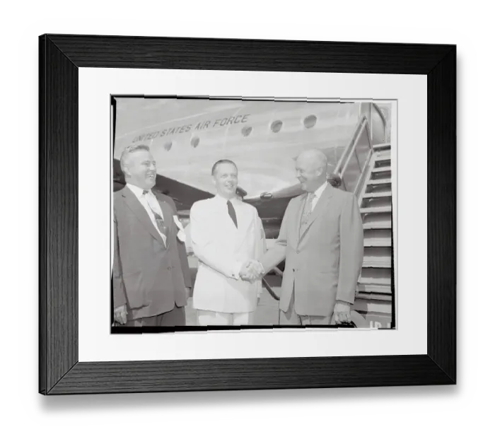 Framed Print : Dwight D. Eisenhower Meeting Governors Near Airplane Framed Print : Dwight D. Eisenhower Meeting Governors Near Airplane