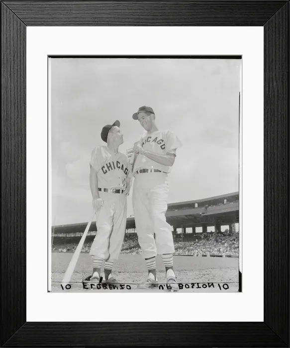 Framed Print : Nelson Fox and Ronnie Nelson Standing on Baseball Field