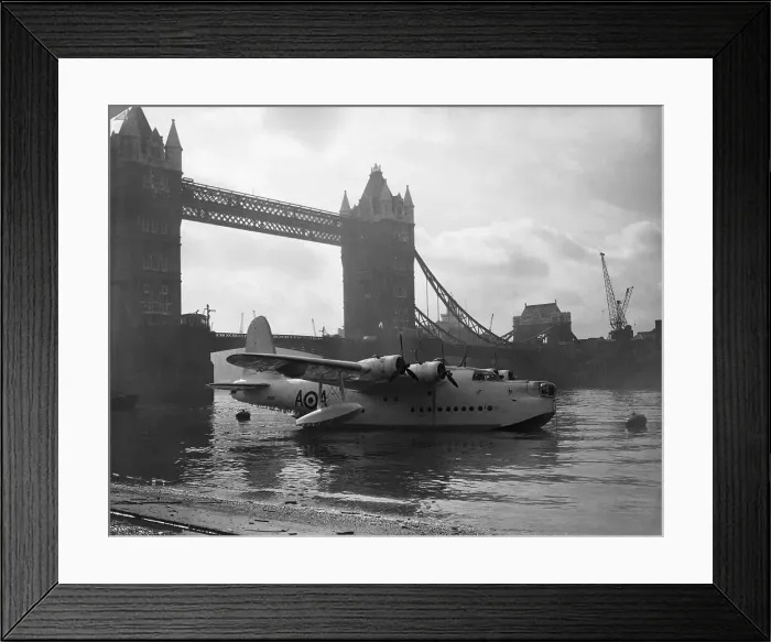 Framed Print : Sunderland Flying Boat Being Displayed by Tower Bridge Framed Print : Sunderland Flying Boat Being Displayed by Tower Bridge