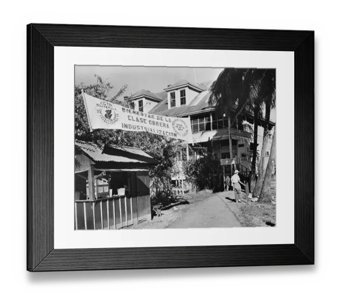 Framed Print : Labor Union Banner at United Fruit Company's Hiring Hall