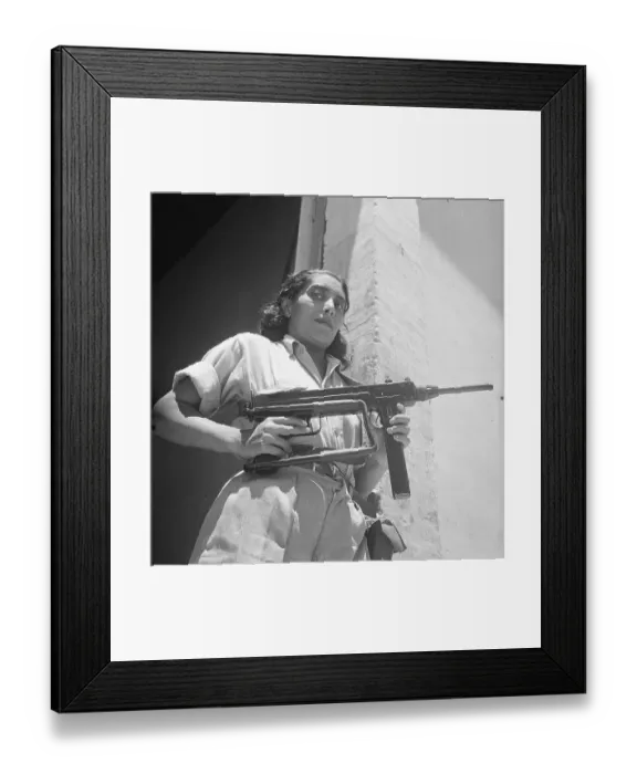 Framed Print : Maria Trinidad Gruz Stands with Machine Gun Framed Print : Maria Trinidad Gruz Stands with Machine Gun