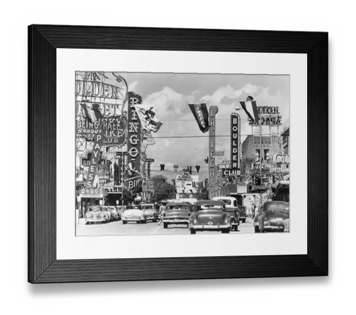 Framed Print : Various Casino Signs Along Las Vegas Street