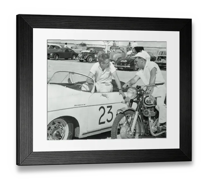 Framed Print : James Dean Speaking with Motorcycle Racer Ed Kretz Framed Print : James Dean Speaking with Motorcycle Racer Ed Kretz