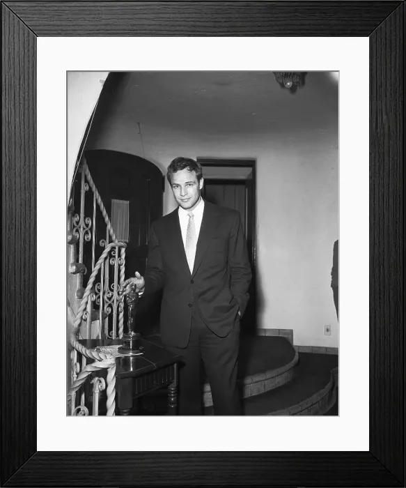 Framed Print : Marlon Brando Standing with His Oscar Framed Print : Marlon Brando Standing with His Oscar