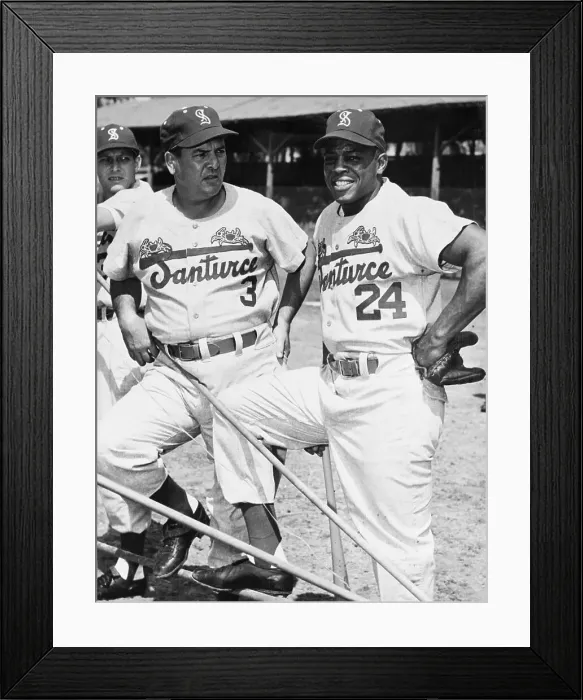 Framed Print : Willie Mays Standing Next to Herman Franks Framed Print : Willie Mays Standing Next to Herman Franks