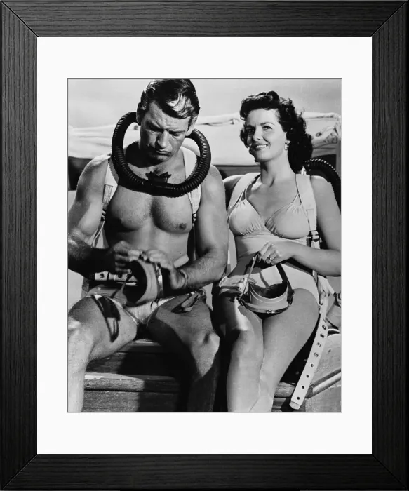 Framed Print : Jane Russell and Richard Egan Sitting on Boat With Fellow Actor Framed Print : Jane Russell and Richard Egan Sitting on Boat With Fellow Actor
