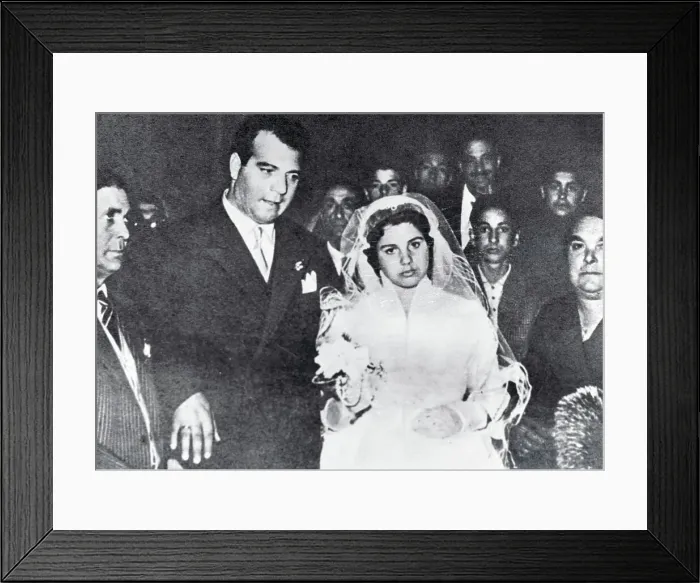 Framed Print : Bride and Groom Passing Through a Crowd