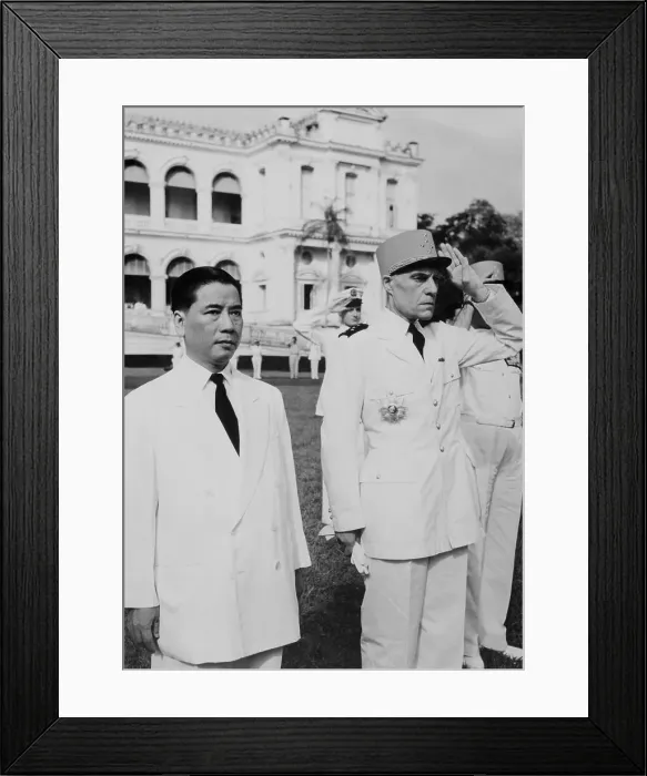 Framed Print : Ngo Kinh Diem and Paul Ely Watching a Flag Descend the Flag Staff Framed Print : Ngo Kinh Diem and Paul Ely Watching a Flag Descend the Flag Staff