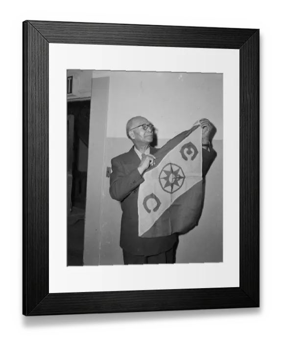 Framed Print : Matt Henson Holding Explorer's Club Flag Framed Print : Matt Henson Holding Explorer's Club Flag