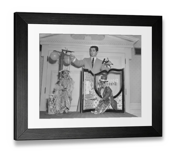Framed Print : Puppeteer with Marionettes Framed Print : Puppeteer with Marionettes