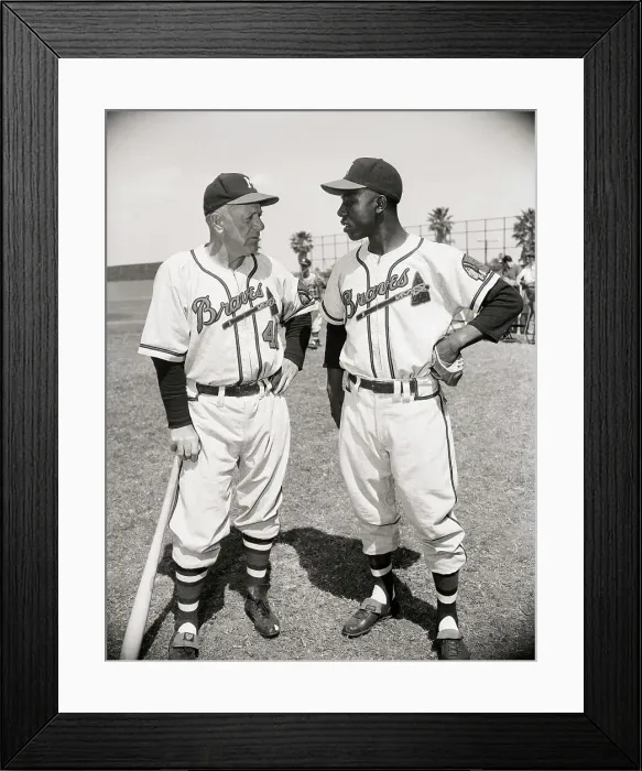 Framed Print : Manager Charlie Grimm Talking to Hank Aaron Framed Print : Manager Charlie Grimm Talking to Hank Aaron