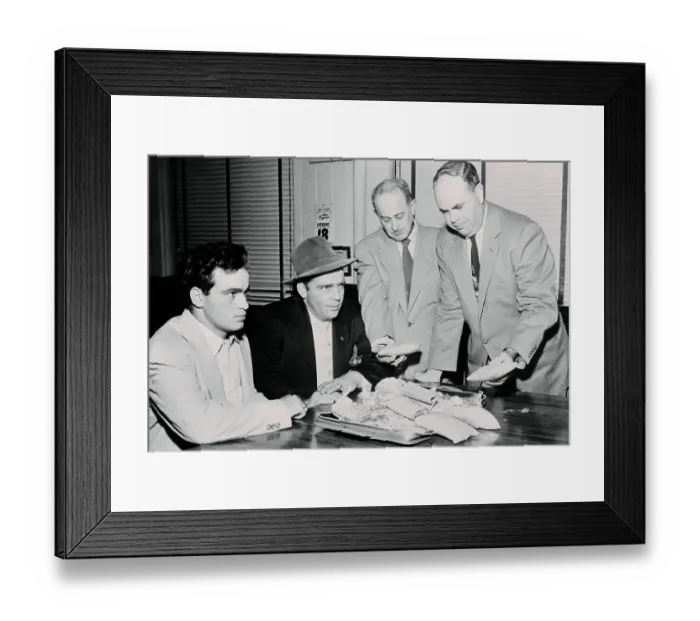 Framed Print : Federal Agents Standing over Drug Smuggling Suspects Framed Print : Federal Agents Standing over Drug Smuggling Suspects