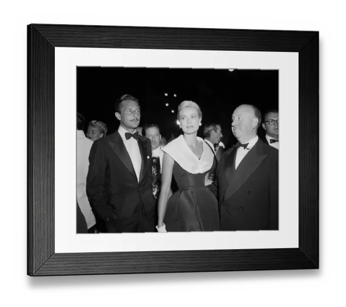 Framed Print : Kelly, Hitchcock And Cassini At Movie Pr