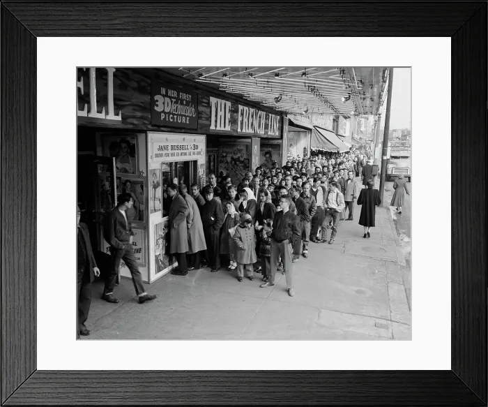 Framed Print : Crowd Waiting to See Jane Russell Movie Framed Print : Crowd Waiting to See Jane Russell Movie