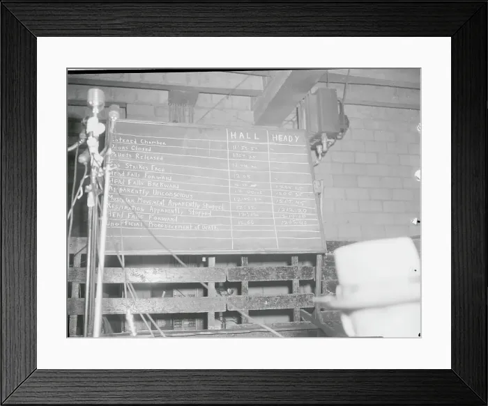 Framed Print : Scheduling Board by Newsmen for Execution Witnessing Framed Print : Scheduling Board by Newsmen for Execution Witnessing