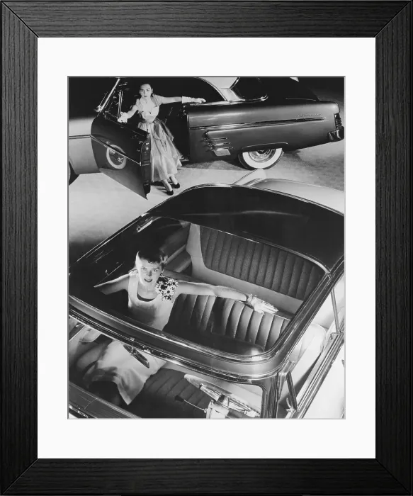 Framed Print : Model Seated Inside a Mercury Sun Valley Framed Print : Model Seated Inside a Mercury Sun Valley