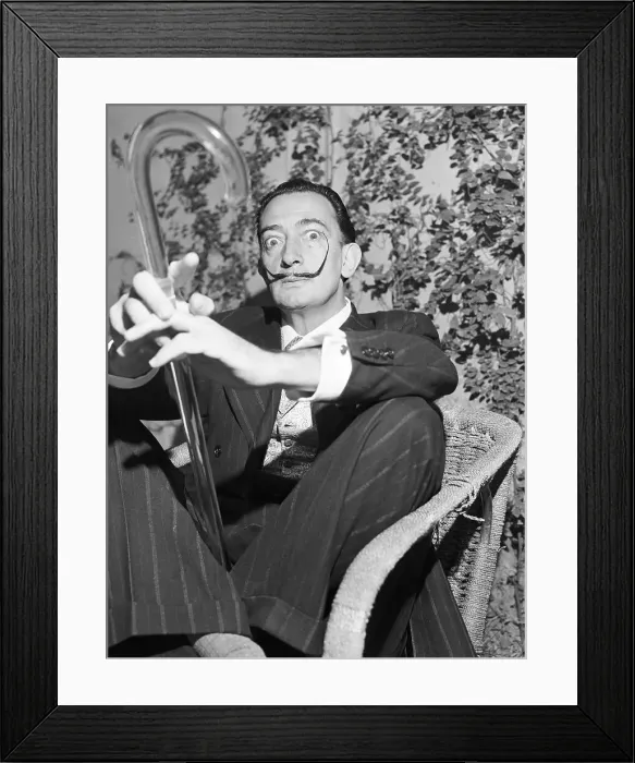 Framed Print : Salvador Dali Holding Glass Walking Stick Framed Print : Salvador Dali Holding Glass Walking Stick