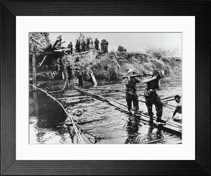 Framed Print : Soldiers Crossing Thai River Framed Print : Soldiers Crossing Thai River