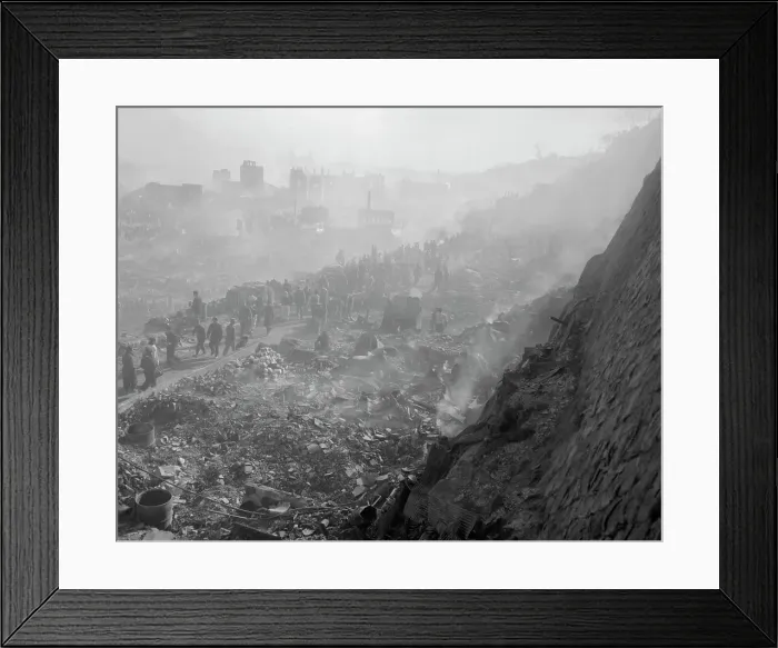 Framed Print : Pedestrians Walking Amid Rubble in Pusan