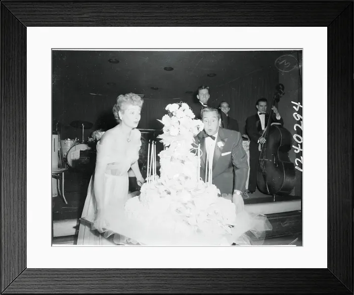 Framed Print : Lucille Ball and Desi Arnaz Sharing Anniversary Celebration