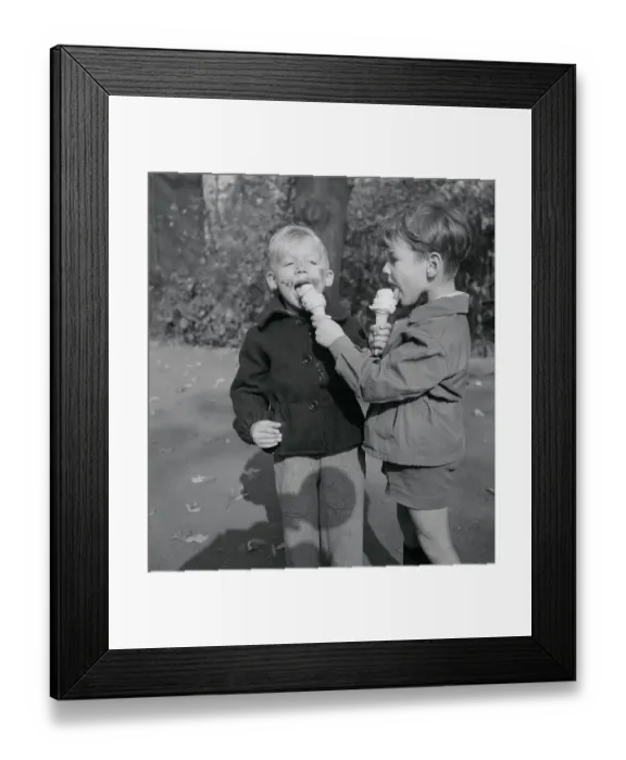 Framed Print : Two Children Eating Ice Cream Cones Framed Print : Two Children Eating Ice Cream Cones