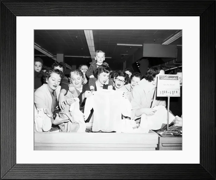 Framed Print : Shoppers at Counter of Department Store Framed Print : Shoppers at Counter of Department Store