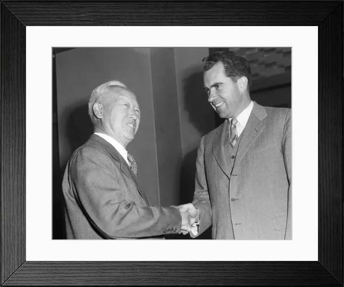 Framed Print : Nixon Meets Syngman Rhee In Capital Framed Print : Nixon Meets Syngman Rhee In Capital