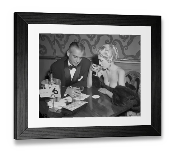 Framed Print : Man and Woman Drinking Champagne During Opera Intermission Framed Print : Man and Woman Drinking Champagne During Opera Intermission