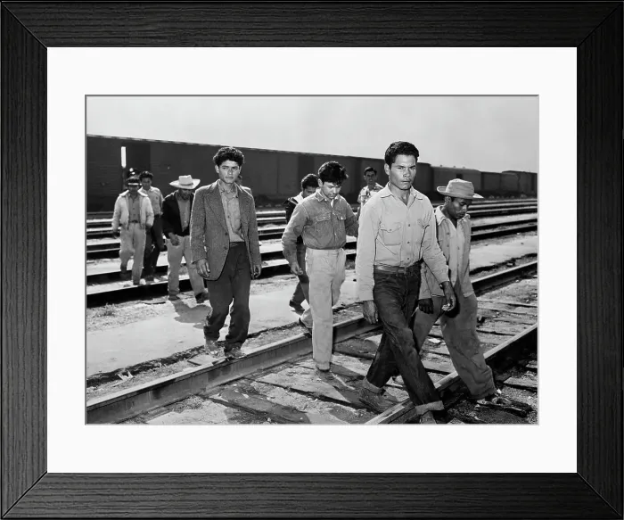 Framed Print : Mexicans Crossing Railroad Tracks Framed Print : Mexicans Crossing Railroad Tracks