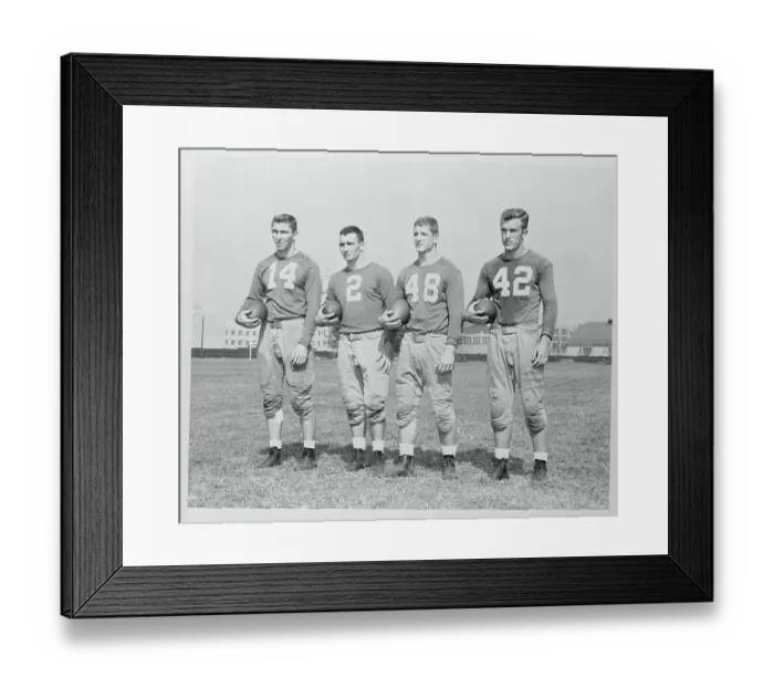 Framed Print : Portrait of Four Notre Dame Football Players
