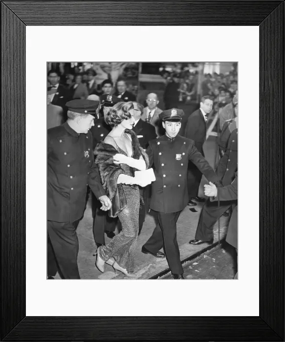 Framed Print : Policemen Escorting Lauren Bacall Framed Print : Policemen Escorting Lauren Bacall