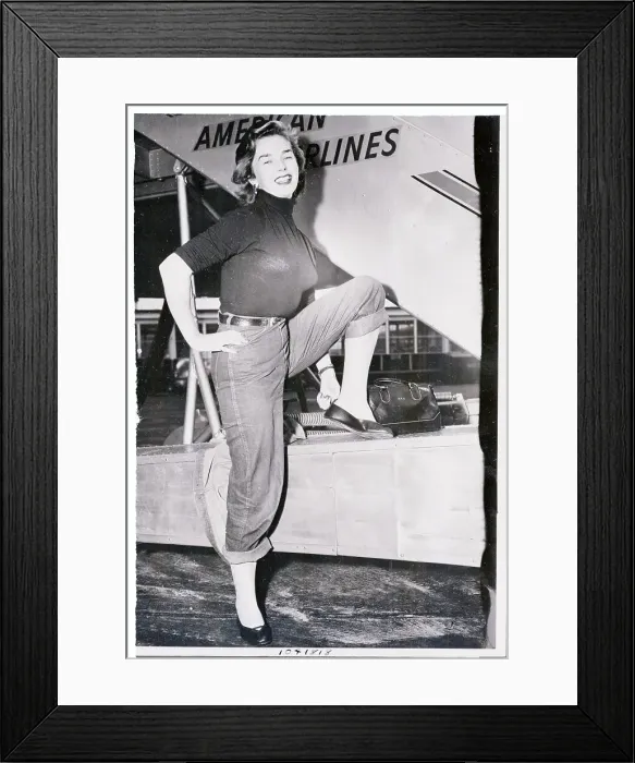 Framed Print : Dawn Adams Posing near Airplane Framed Print : Dawn Adams Posing near Airplane