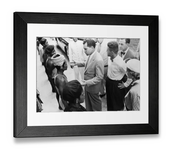 Framed Print : Vice President Nixon Talks To Cambodians
