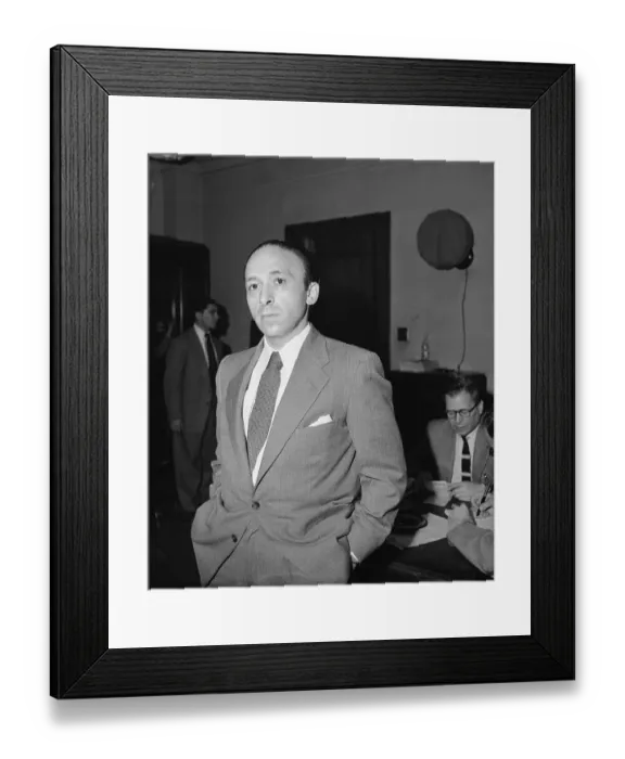 Framed Print : Spy Abraham Brothman Pausing at Courthouse Framed Print : Spy Abraham Brothman Pausing at Courthouse
