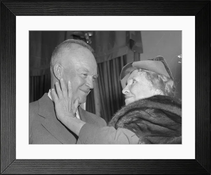 Framed Print : Helen Keller Touching Face of President Eisenhower Framed Print : Helen Keller Touching Face of President Eisenhower