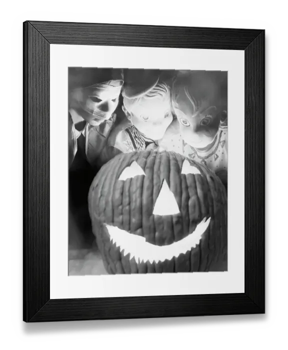 Framed Print : Little Goblins Around a Jack-O-Lantern Framed Print : Little Goblins Around a Jack-O-Lantern