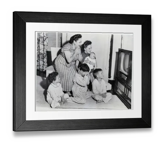 Framed Print : Family Watches Bobo Olson's Fight