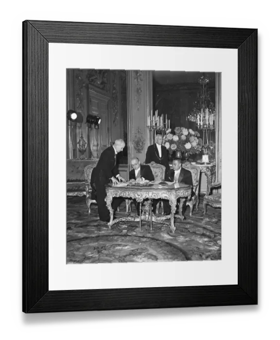 Framed Print : Leaders Signing French-Laotian Treaty Framed Print : Leaders Signing French-Laotian Treaty