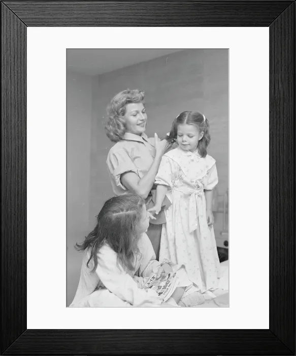 Framed Print : Rita Hayworth Combing Daughter's Hair Framed Print : Rita Hayworth Combing Daughter's Hair