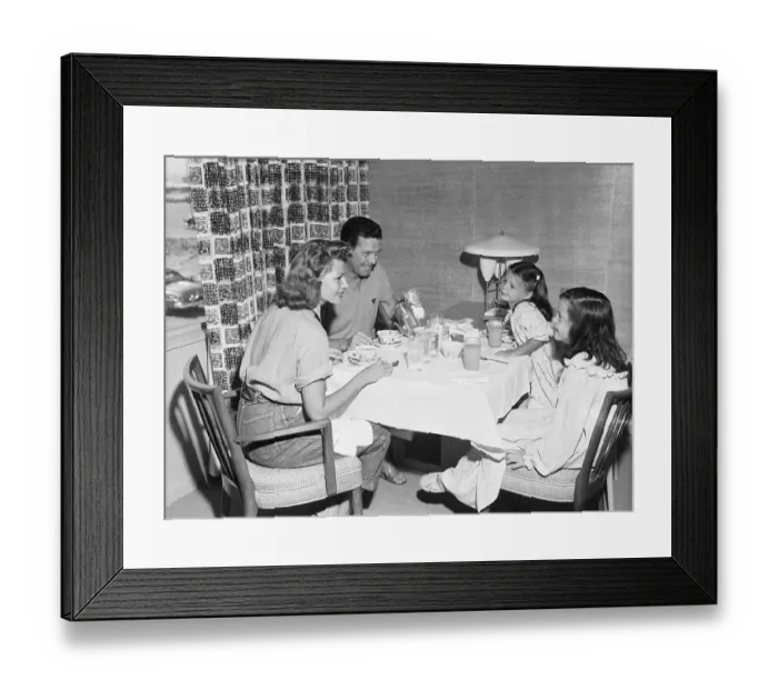 Framed Print : Rita Hayworth Eating with Daughters and Dick Haymes
