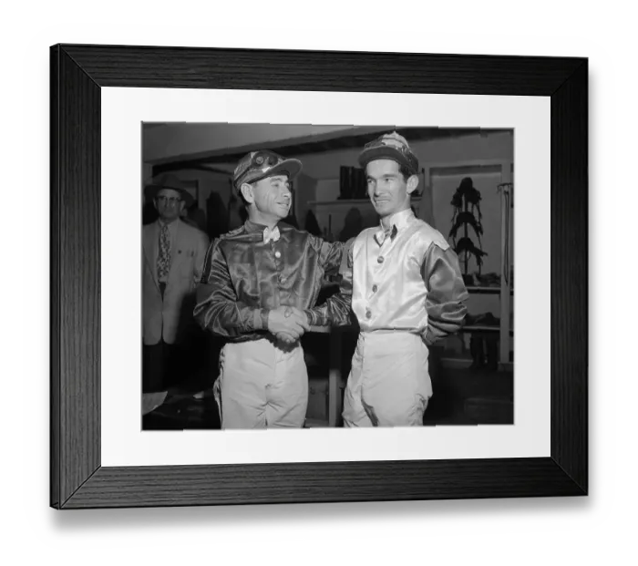 Framed Print : Johnny Longden Shaking Willie Shoemaker's Hand Framed Print : Johnny Longden Shaking Willie Shoemaker's Hand