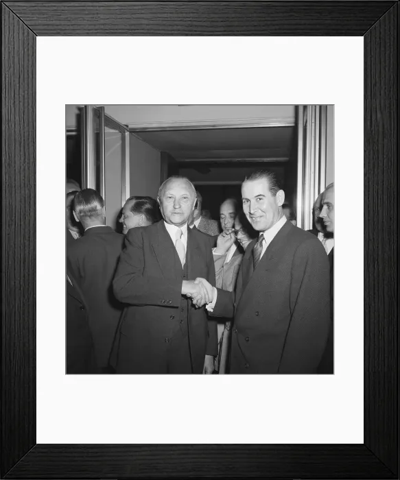 Framed Print : Gerhard Schroeder Shaking Hands with Konrad Adenauer Framed Print : Gerhard Schroeder Shaking Hands with Konrad Adenauer
