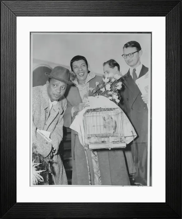 Framed Print : Lionel Hampton and Band Members Posing with a Parrot Framed Print : Lionel Hampton and Band Members Posing with a Parrot