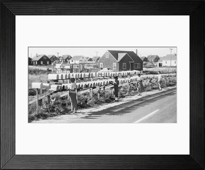 Framed Print : People at Line of Mailboxes Framed Print : People at Line of Mailboxes